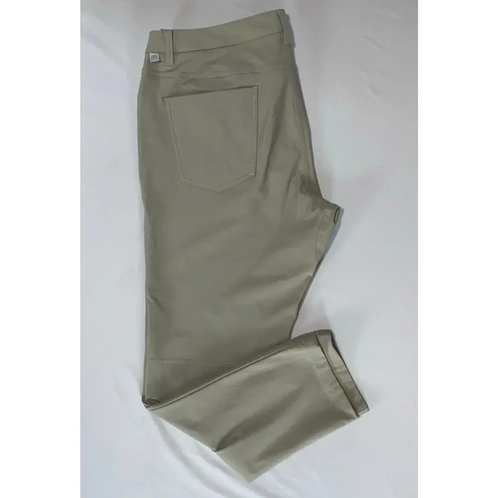 Lululemon LM5971S Flat Front Performance ABC Slim Fit Tech Pants. Olive, 36X29.5